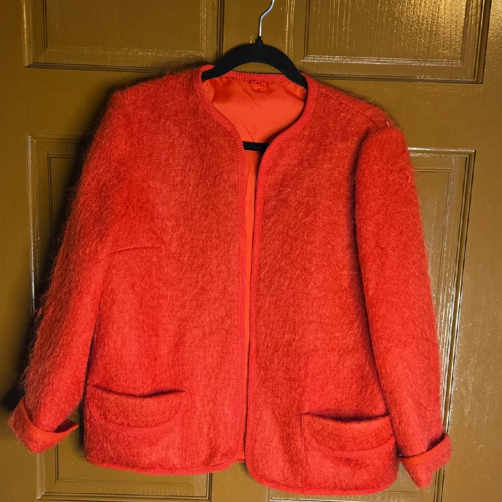 Rannoch-Mohair/wool blend red opwn jkt. Sz 14